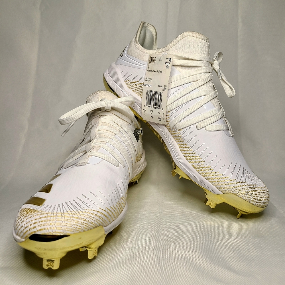 Adidas Afterburner 6 Mens Size 7 Teen Baseball Cleats Special Edition White Gold